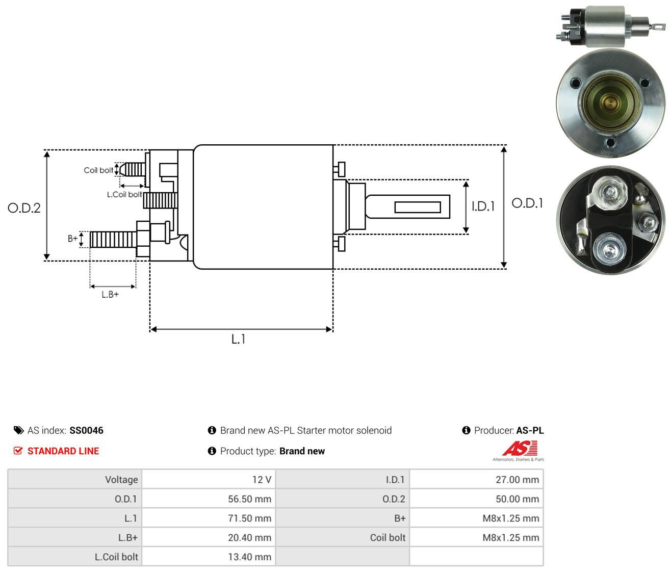 Втягуюче реле стартера SS0046 As-pl