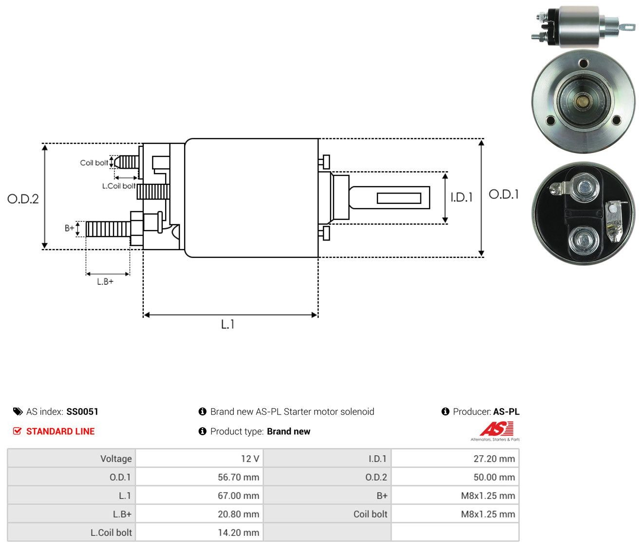 Втягуюче реле стартера SS0051 As-pl