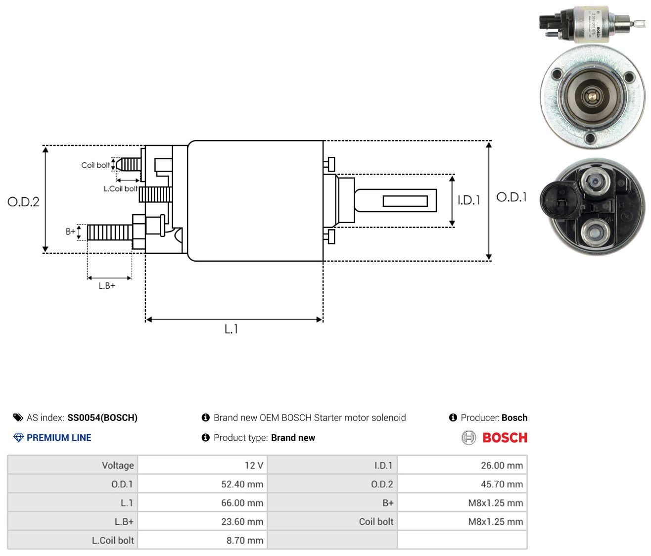 Втягуюче реле стартера SS0054BOSCH As-pl
