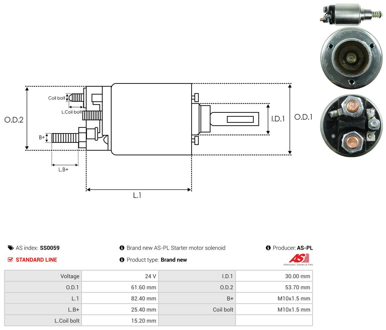 Втягуюче реле стартера SS0059 As-pl