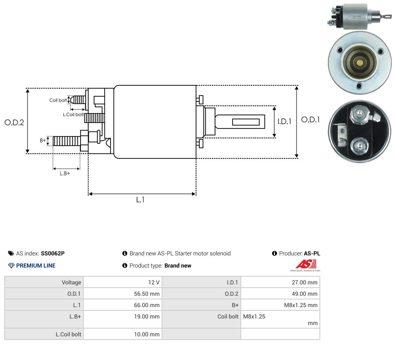 Втягуюче реле стартера SS0062P As-pl
