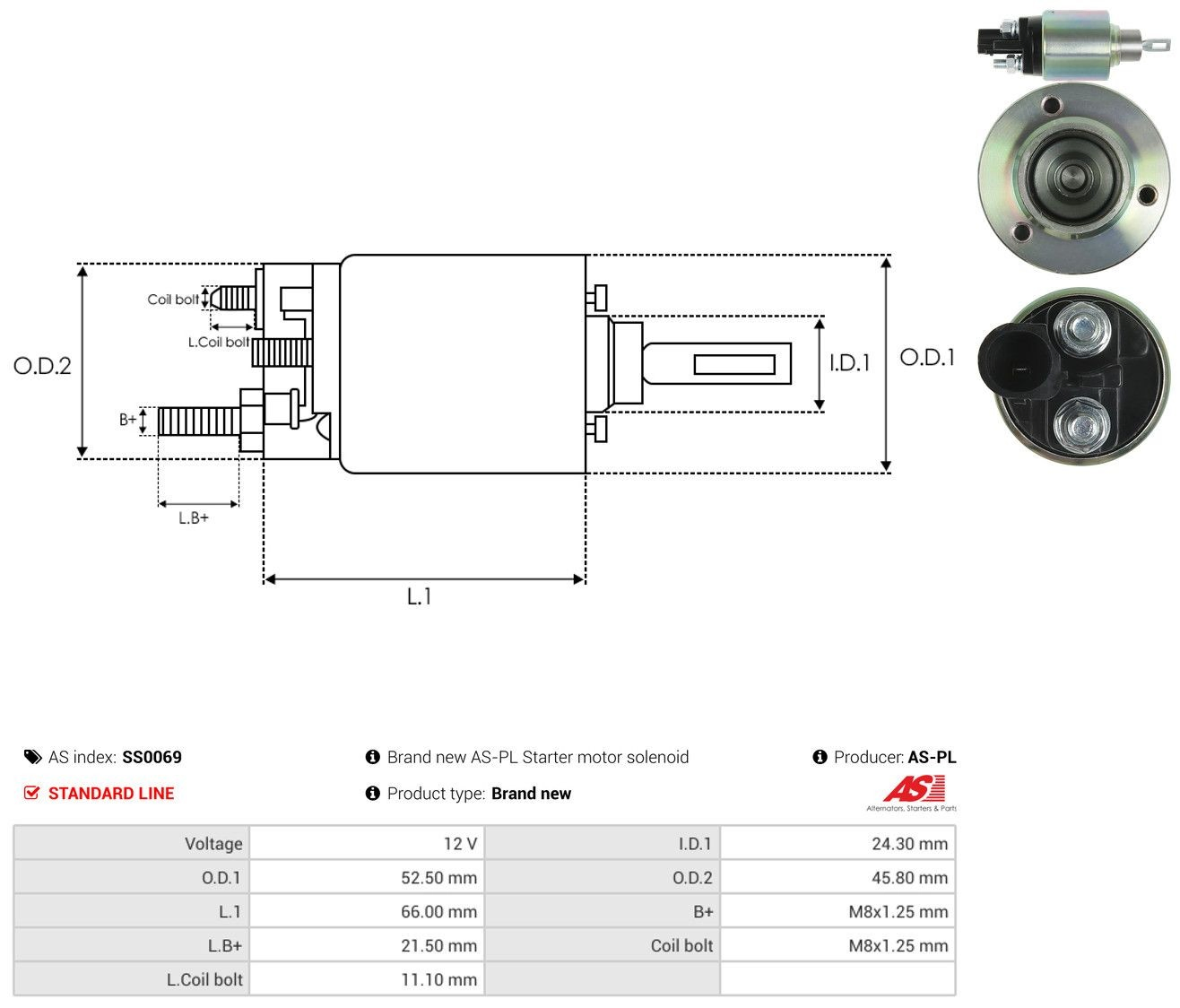 Втягуюче реле стартера SS0069 As-pl