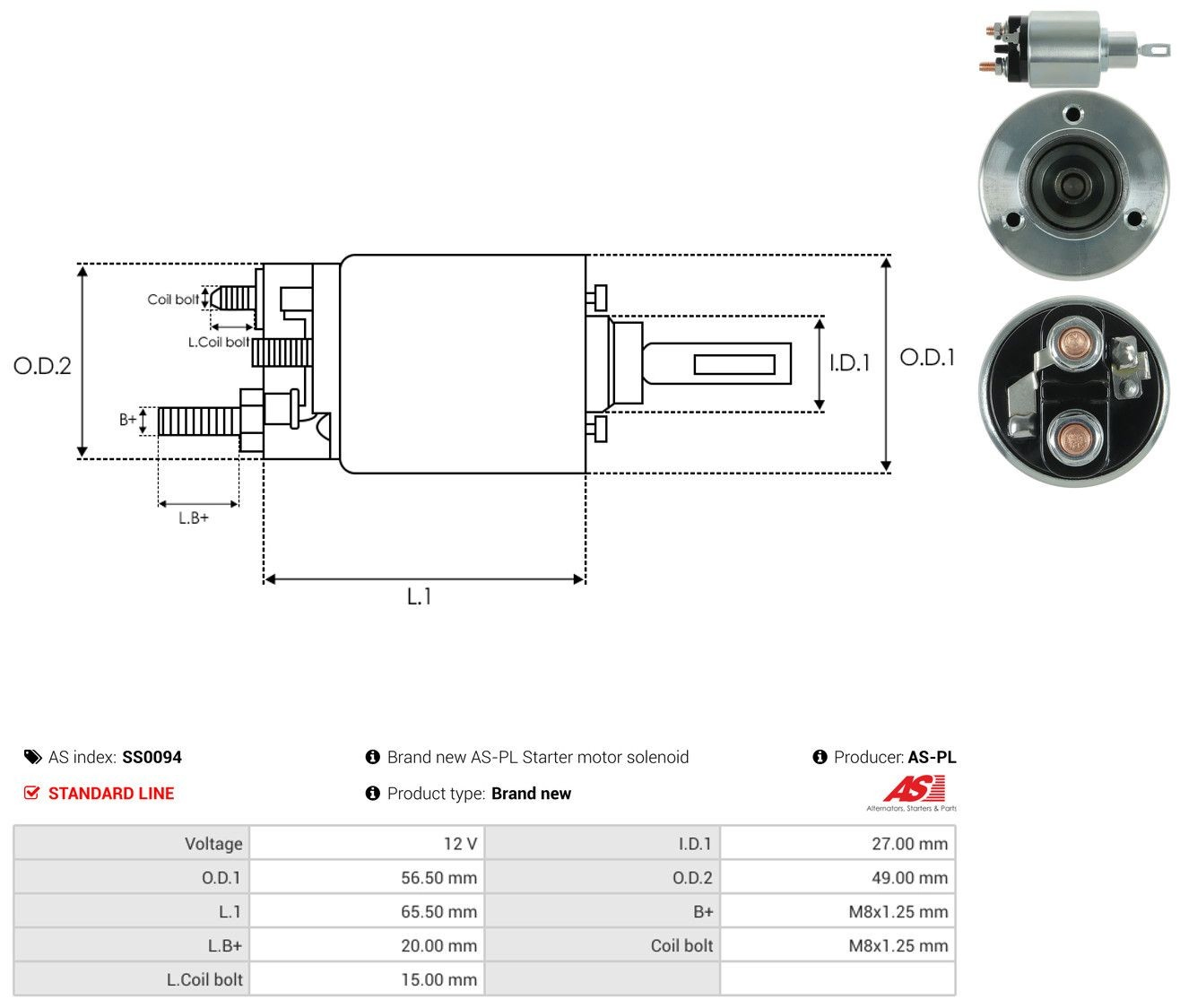 Втягуюче реле стартера SS0094 As-pl