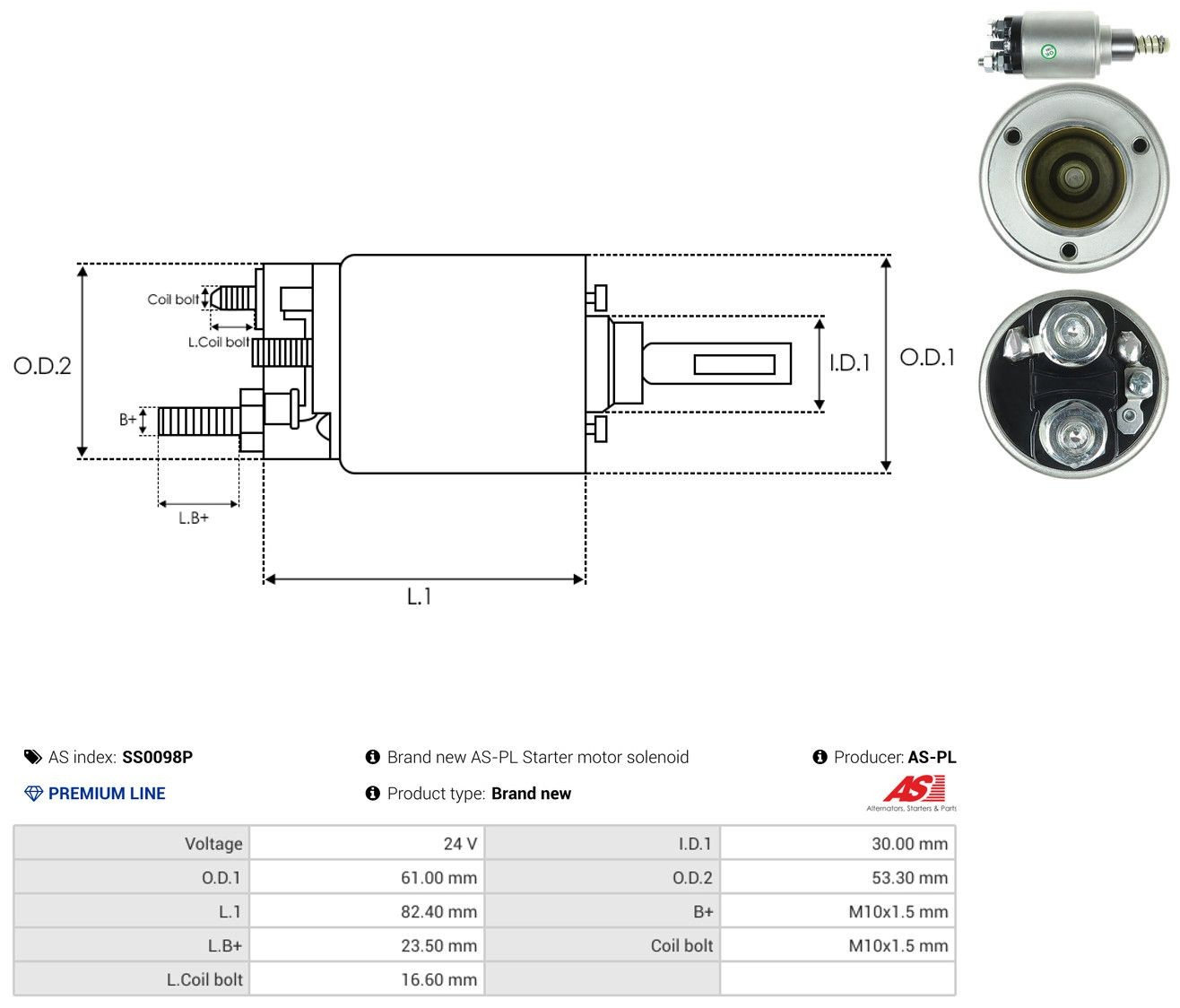 Втягуюче реле стартера SS0098P As-pl