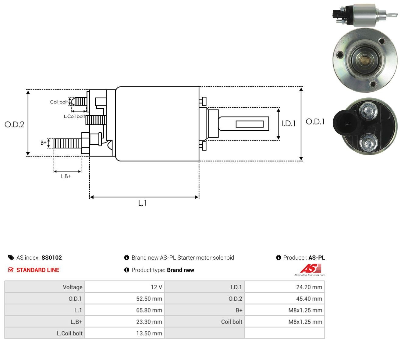 Втягуюче реле стартера SS0102 As-pl