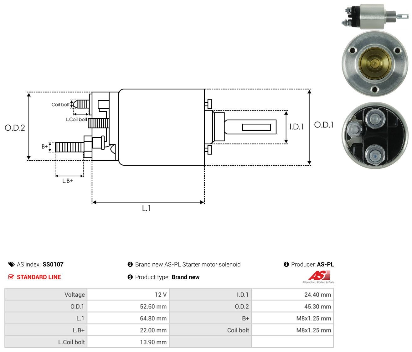 Втягуюче реле стартера SS0107 As-pl
