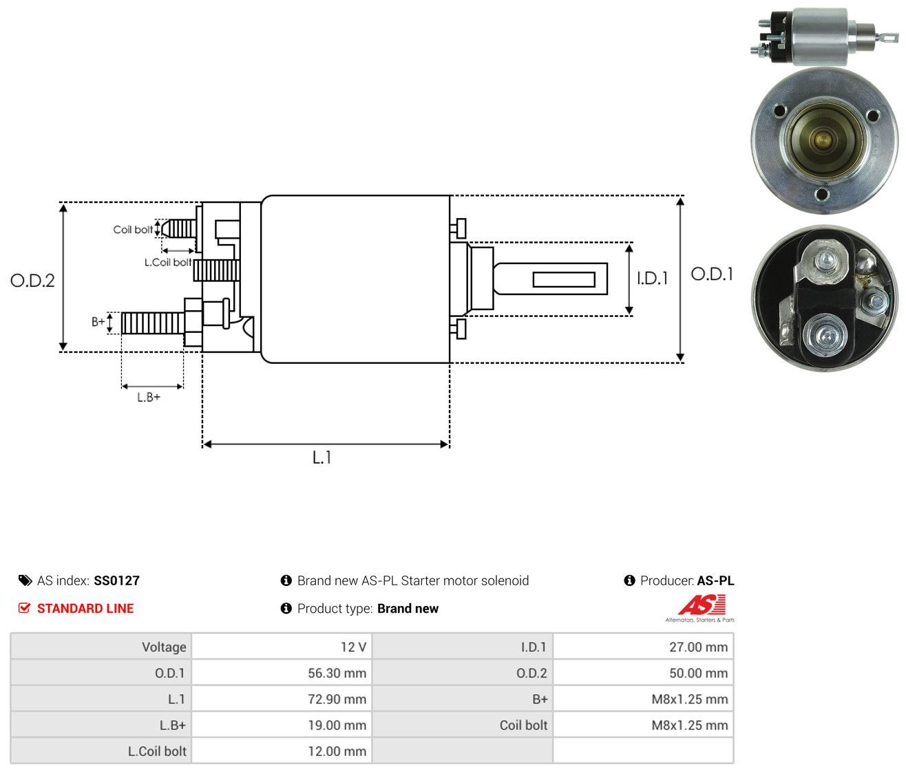 Втягуюче реле стартера SS0127 As-pl