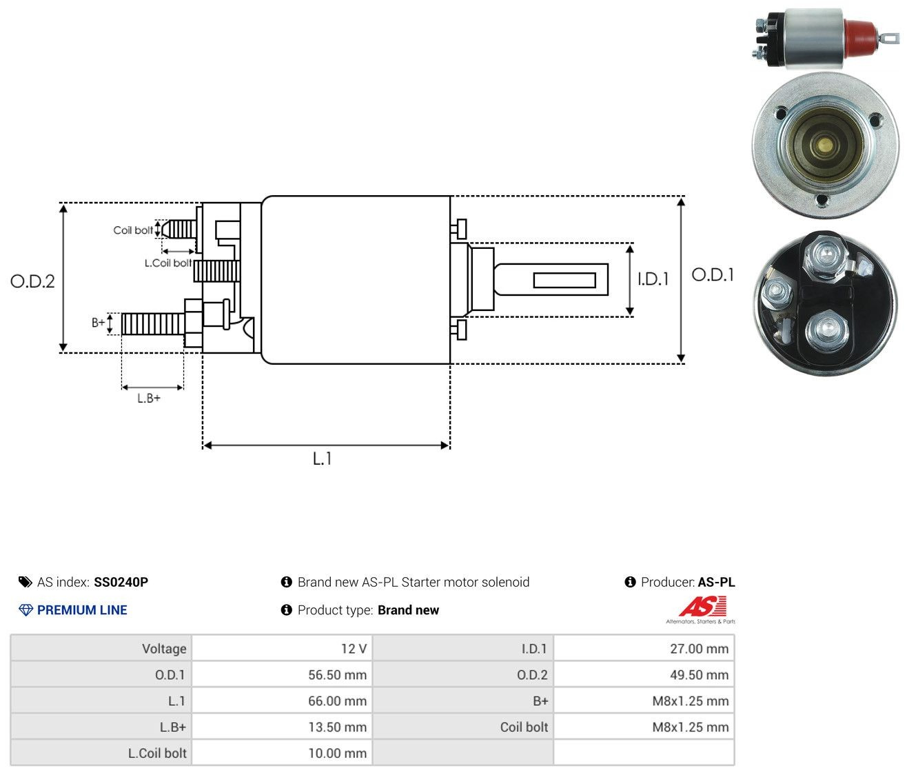 Втягуюче реле стартера SS0240P As-pl