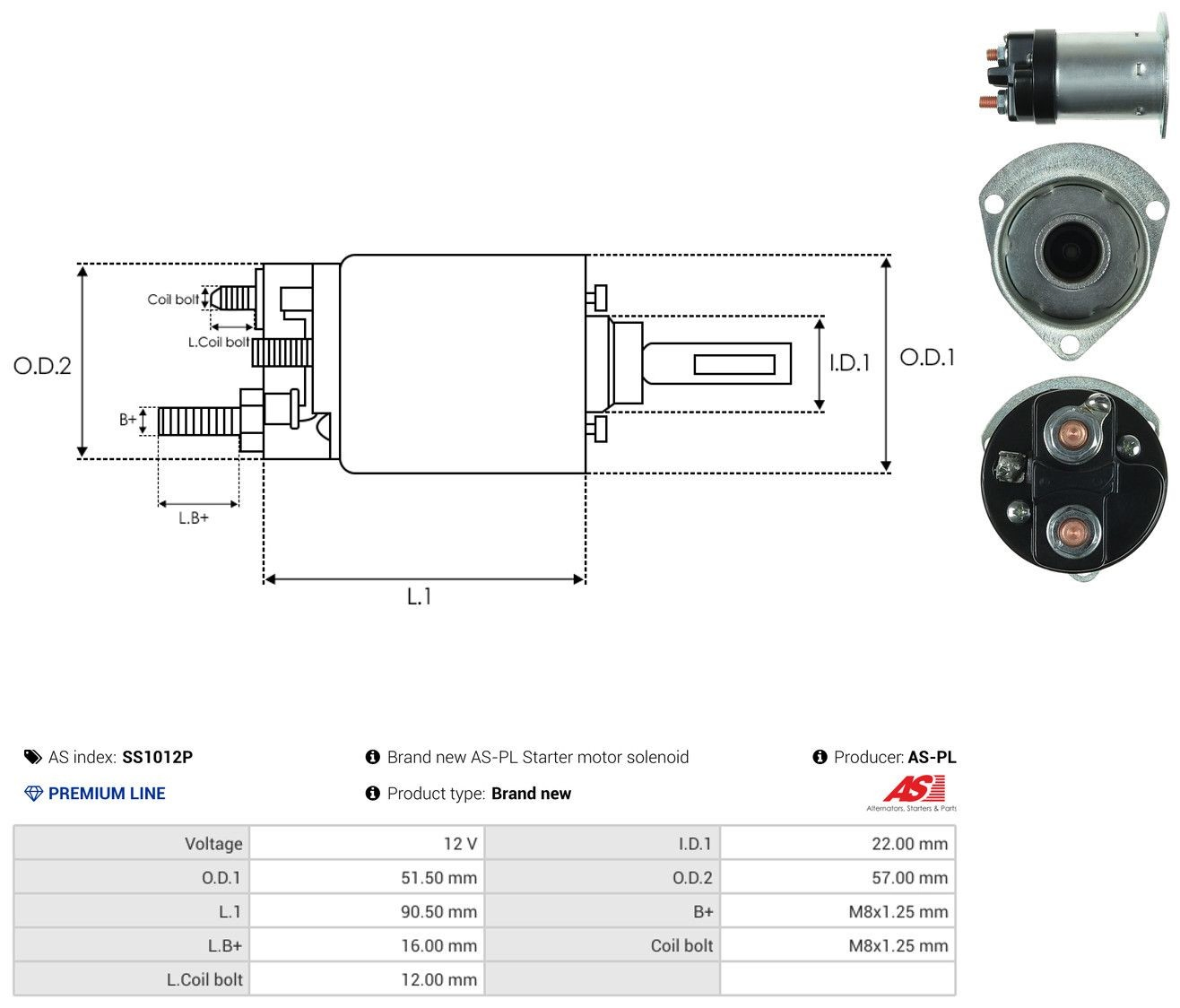 Втягуюче реле стартера SS1012P As-pl