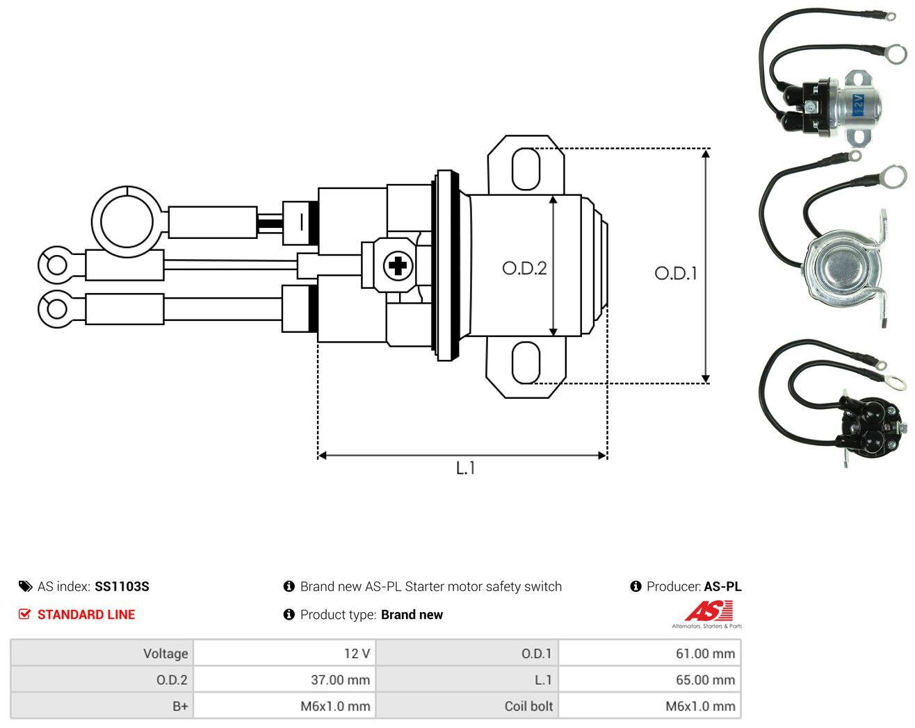 Втягуюче реле стартера SS1103S As-pl