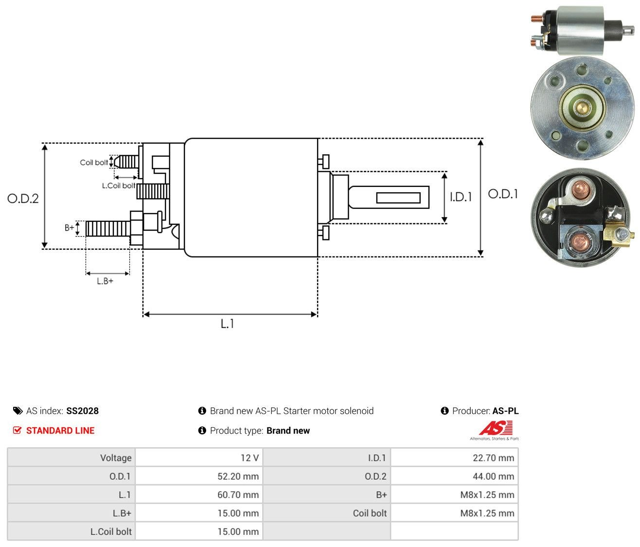 Втягуюче реле стартера SS2028 As-pl