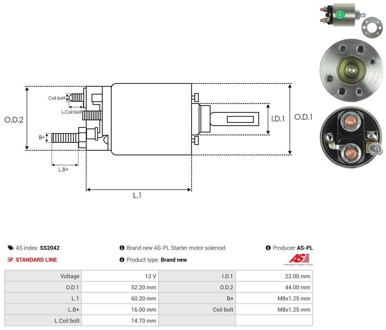Втягуюче реле стартера SS2042 As-pl