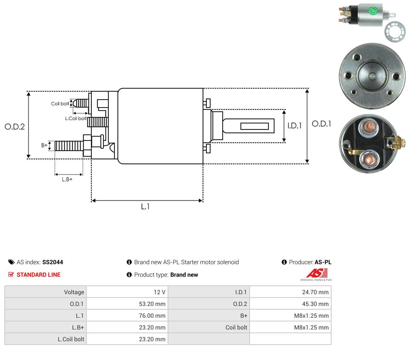 Втягуюче реле стартера SS2044 As-pl