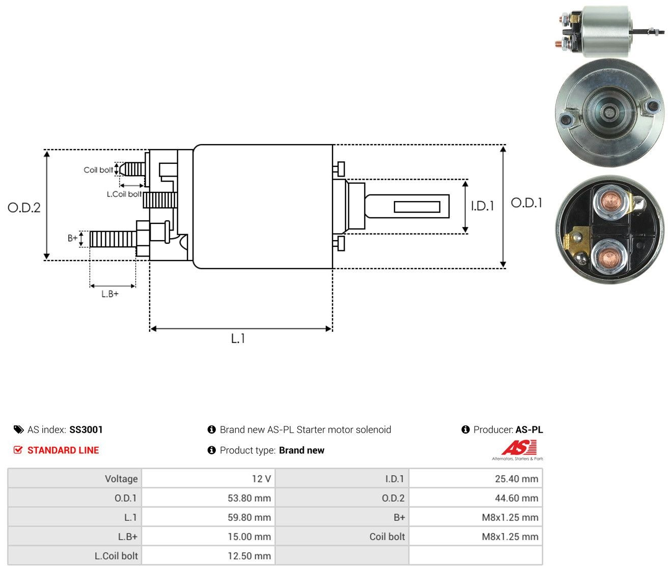 Втягуюче реле стартера SS3001 As-pl