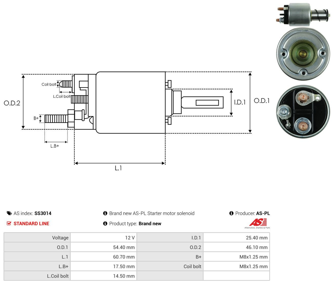 Втягуюче реле стартера SS3014 As-pl