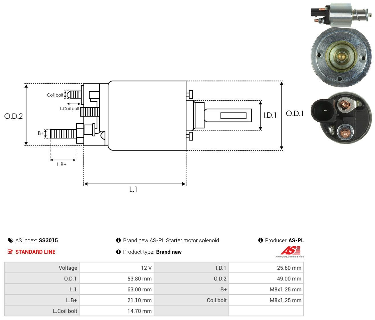 Втягуюче реле стартера SS3015 As-pl