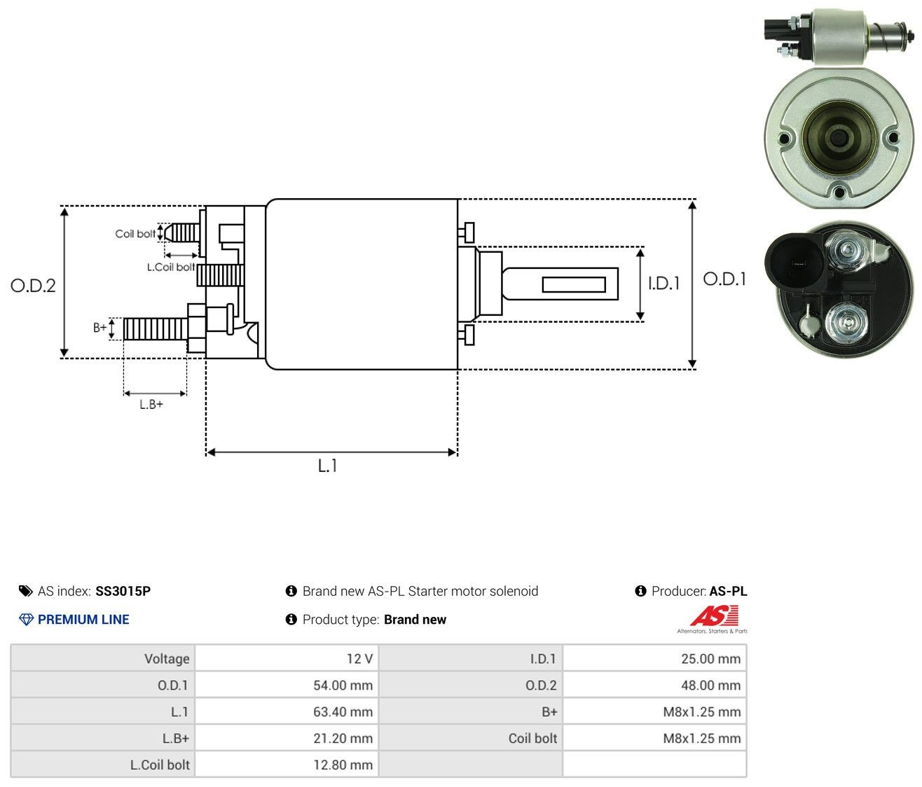 Втягуюче реле стартера SS3015P As-pl