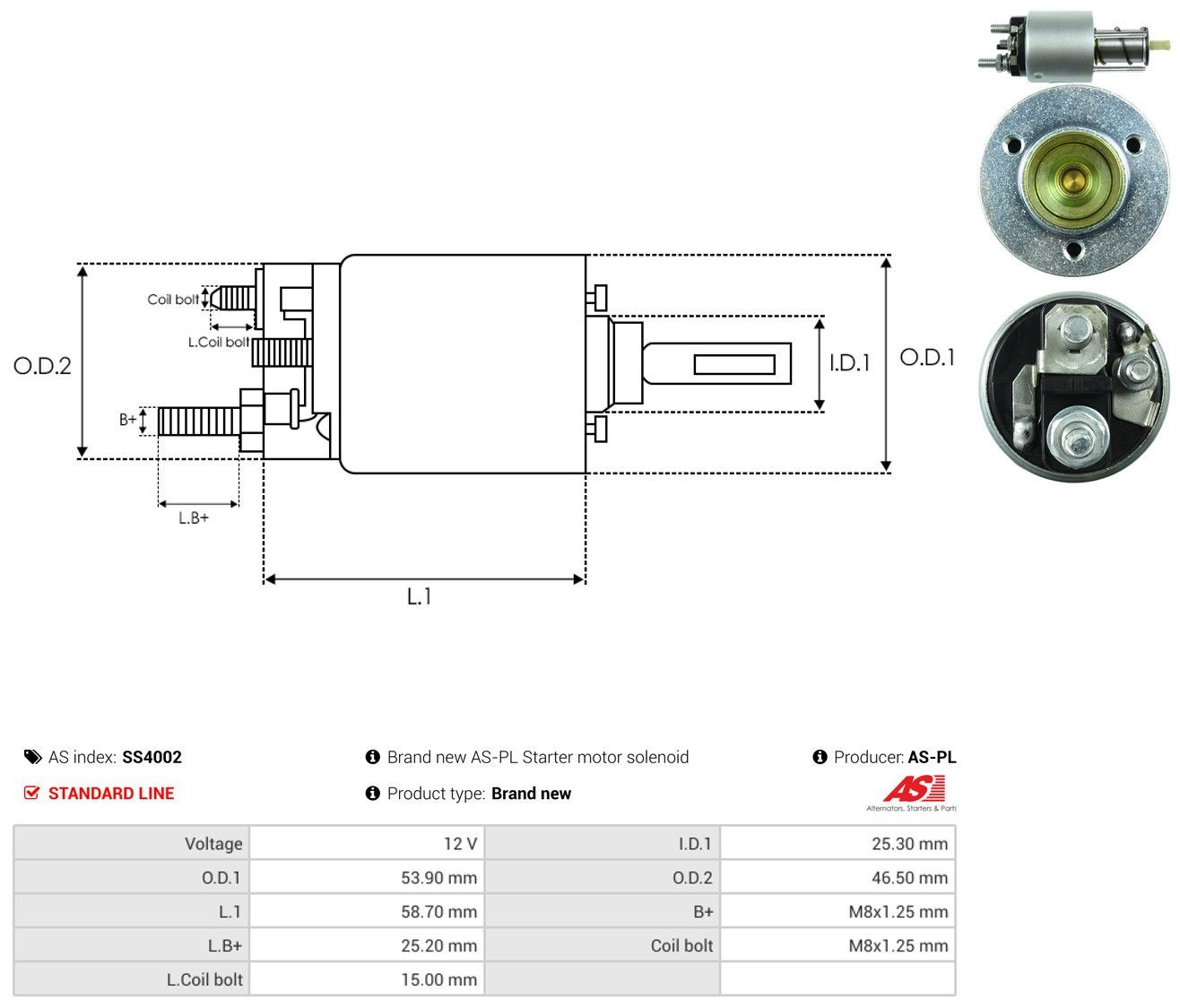 Втягуюче реле стартера SS4002 As-pl