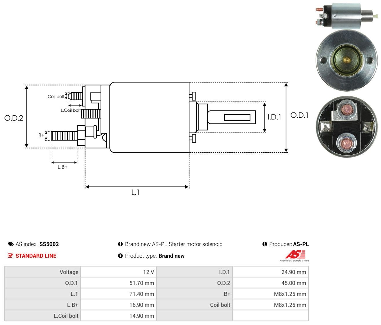 Втягуюче реле стартера SS5002 As-pl