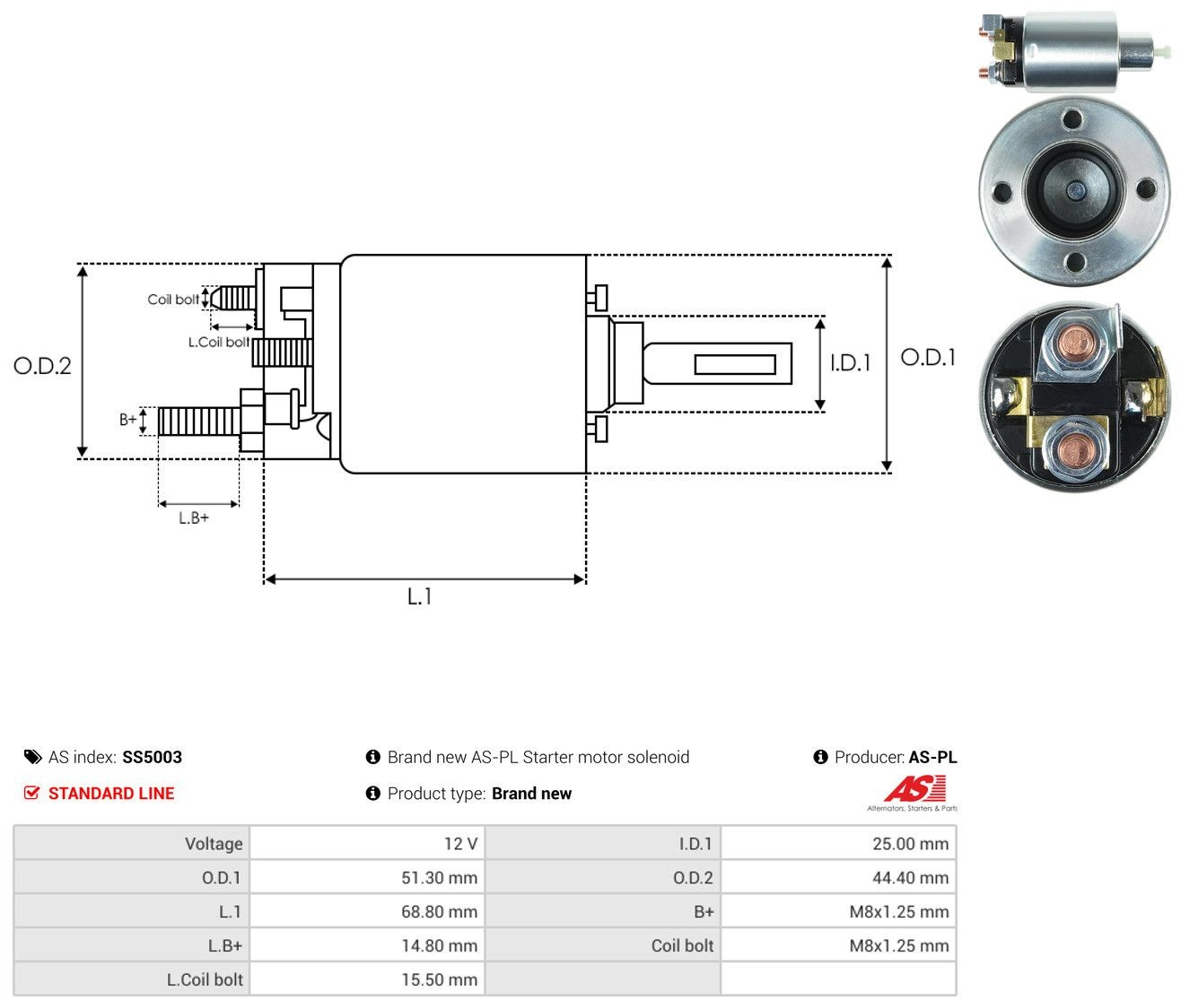 Втягуюче реле стартера SS5003 As-pl