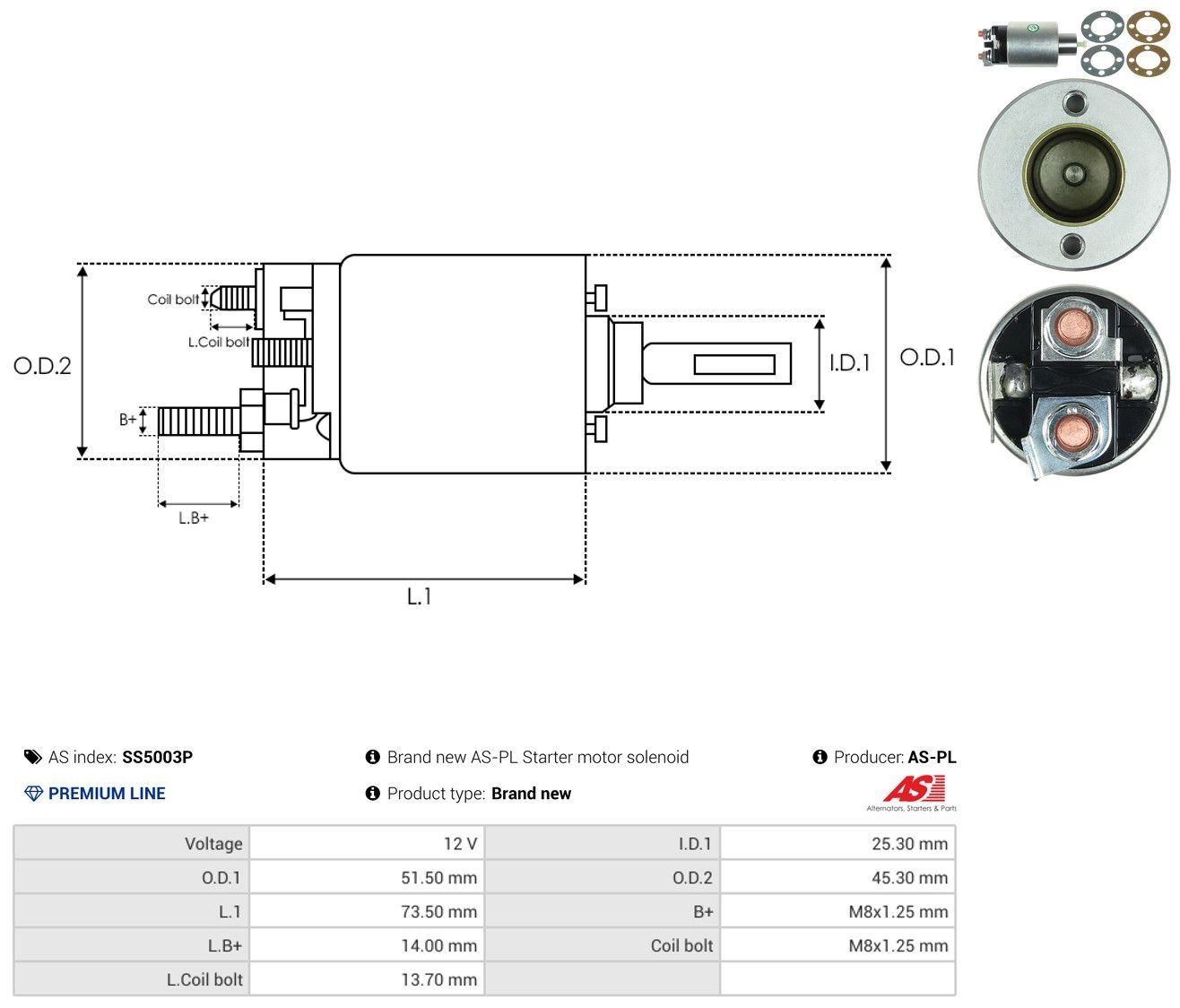 Втягуюче реле стартера SS5003P As-pl