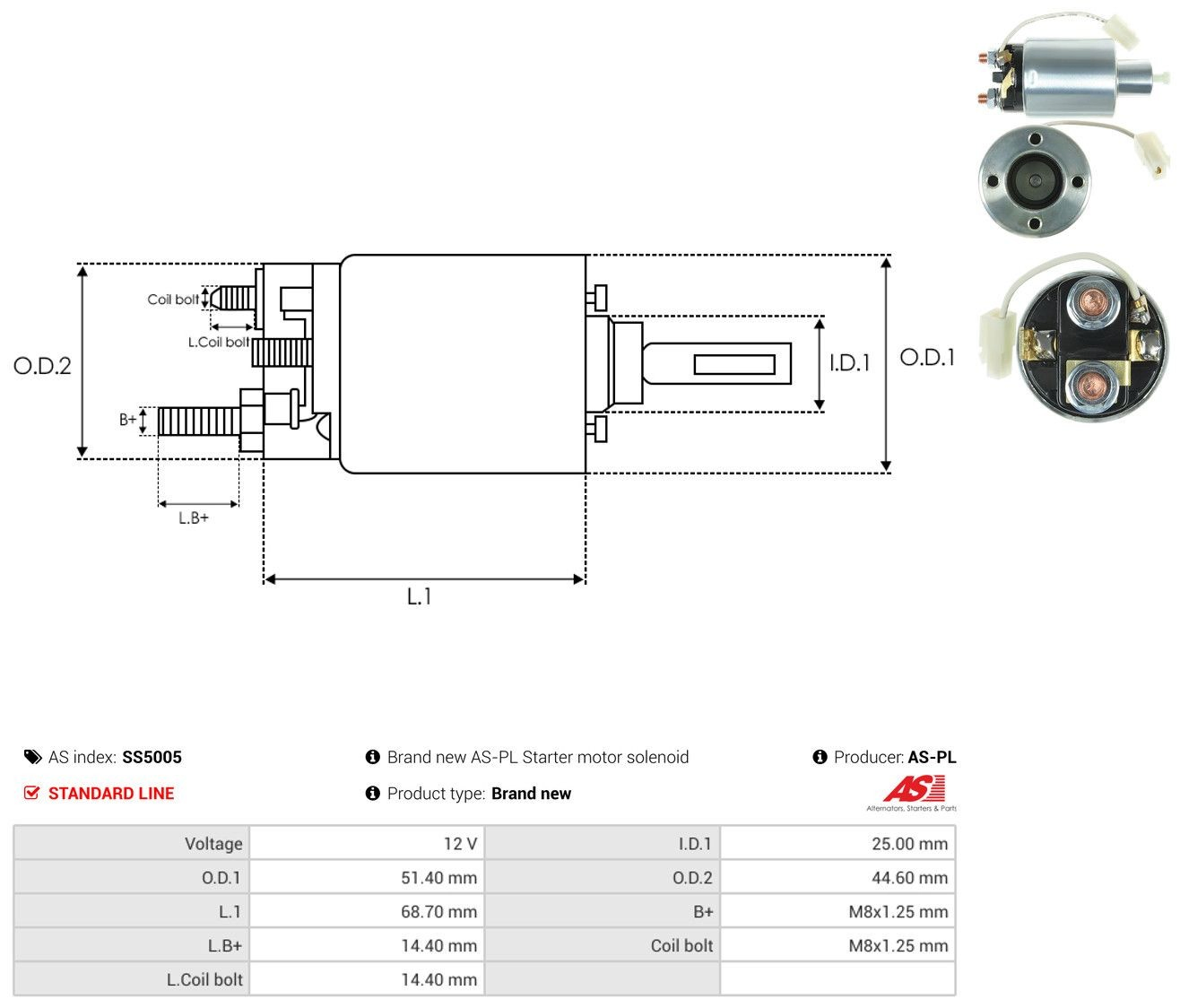 Втягуюче реле стартера SS5005 As-pl