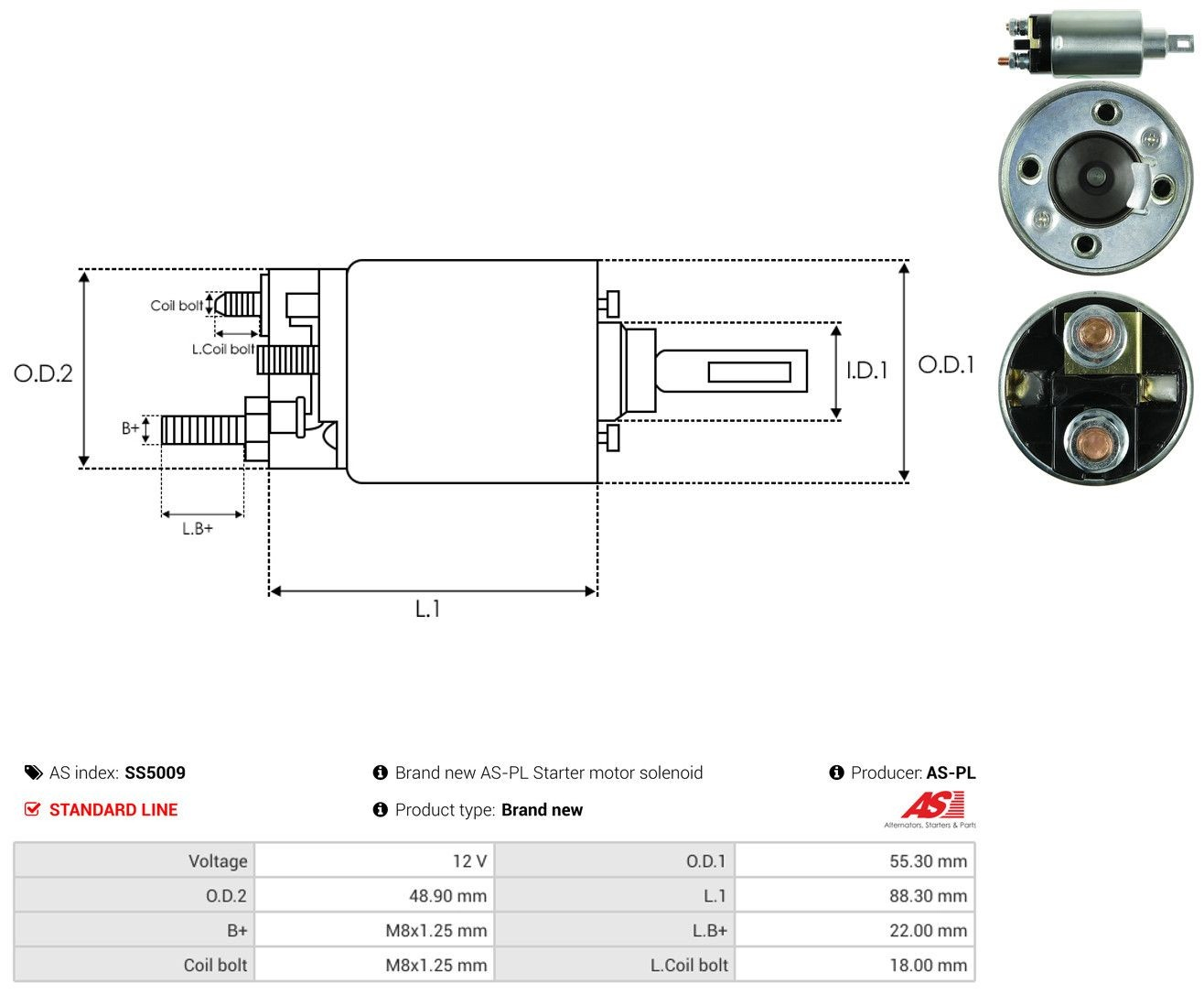 Втягуюче реле стартера SS5009 As-pl