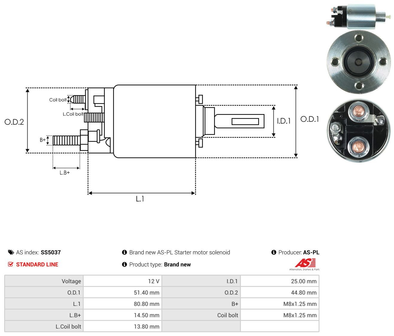 Втягуюче реле стартера SS5037 As-pl