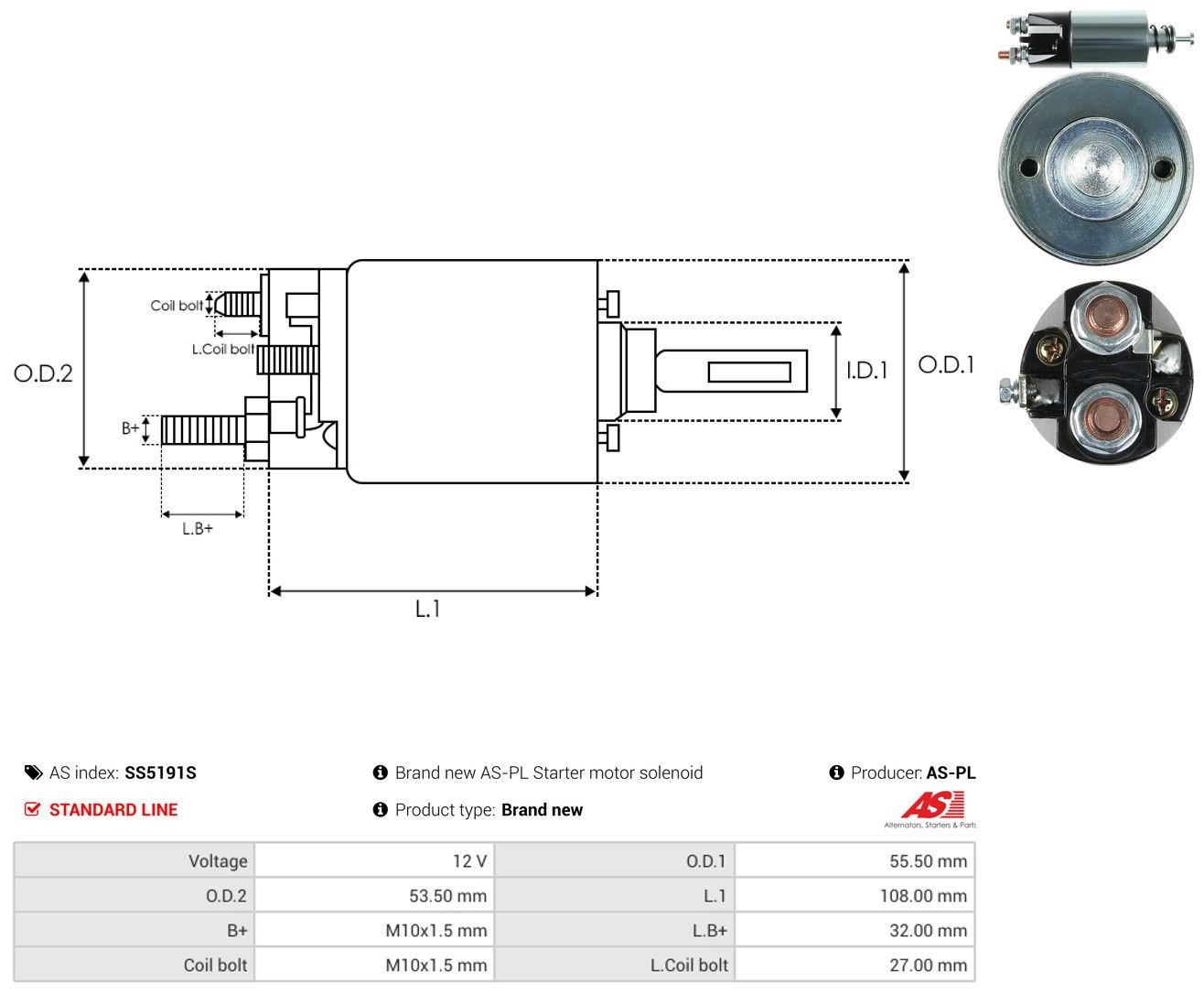 Втягуюче реле стартера SS5191S As-pl