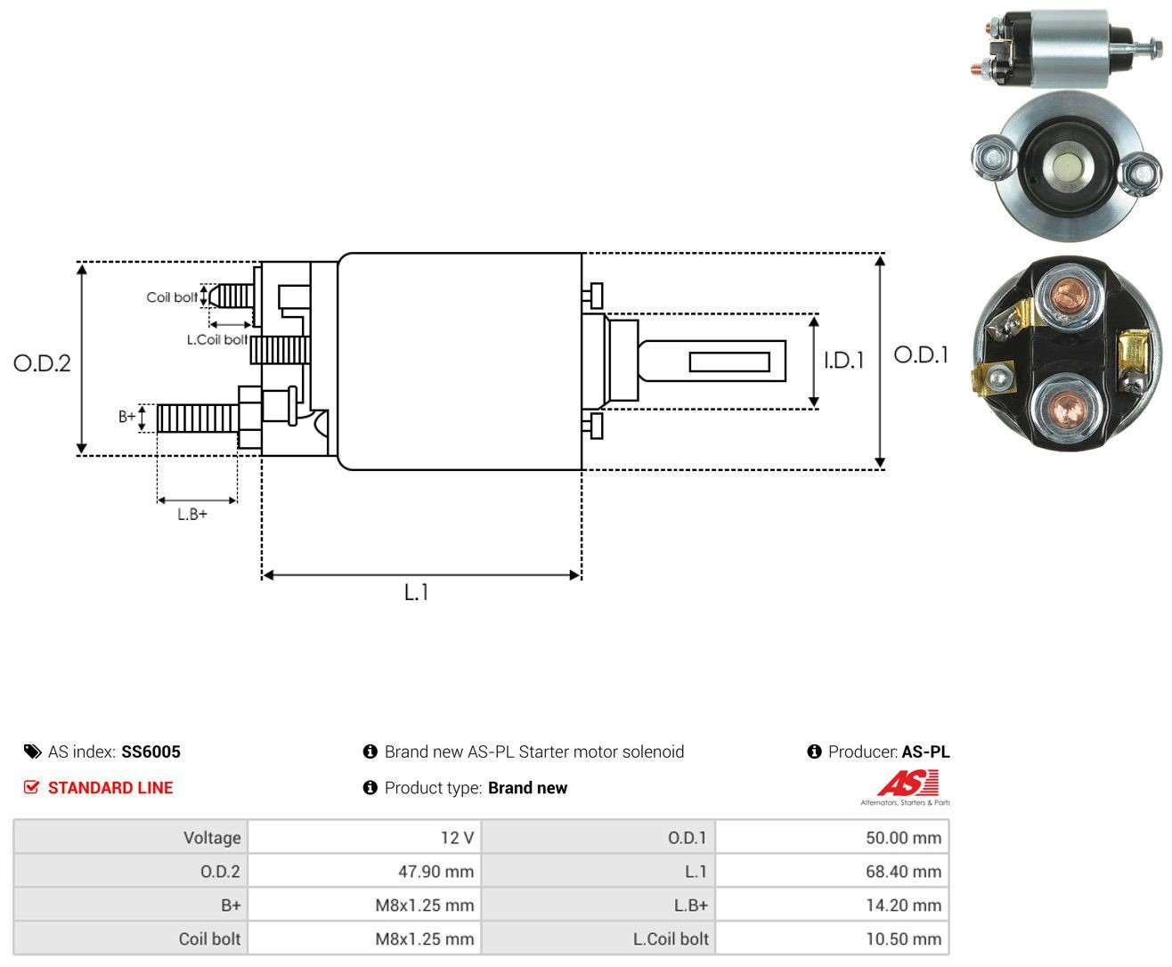 Втягуюче реле стартера SS6005 As-pl