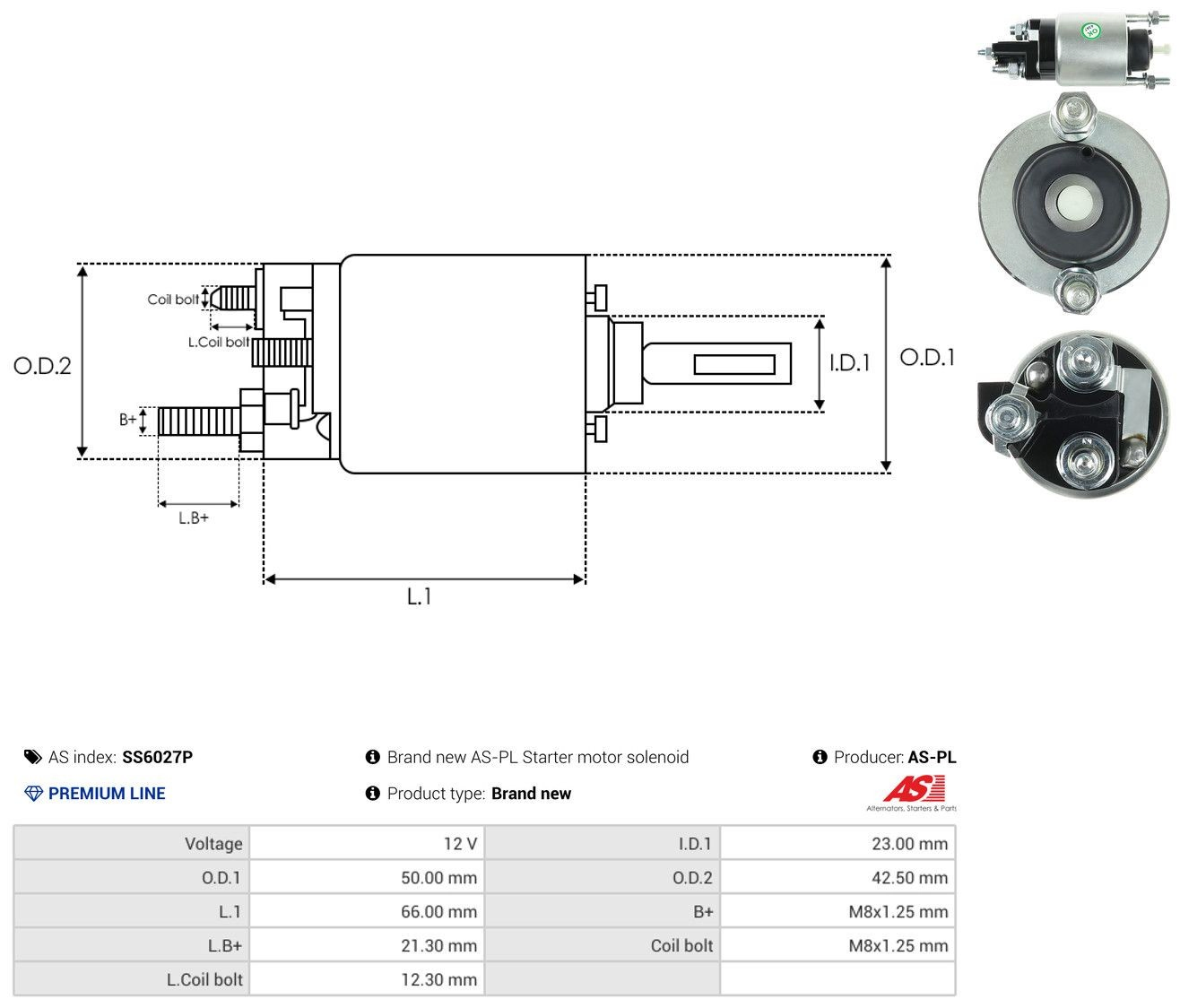 Втягуюче реле стартера SS6027P As-pl