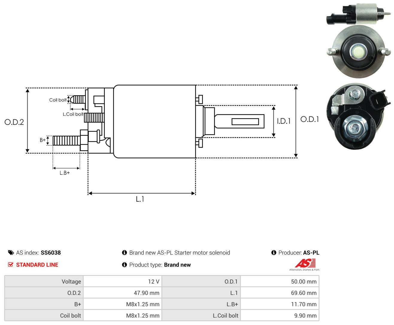 Втягуюче реле стартера SS6038 As-pl