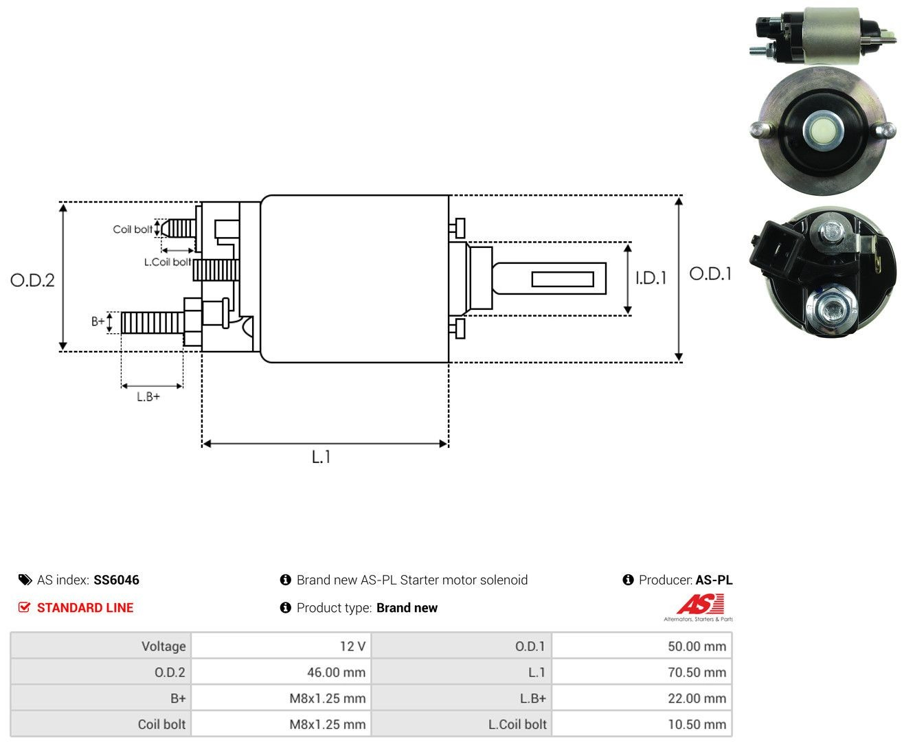 Втягуюче реле стартера SS6046 As-pl