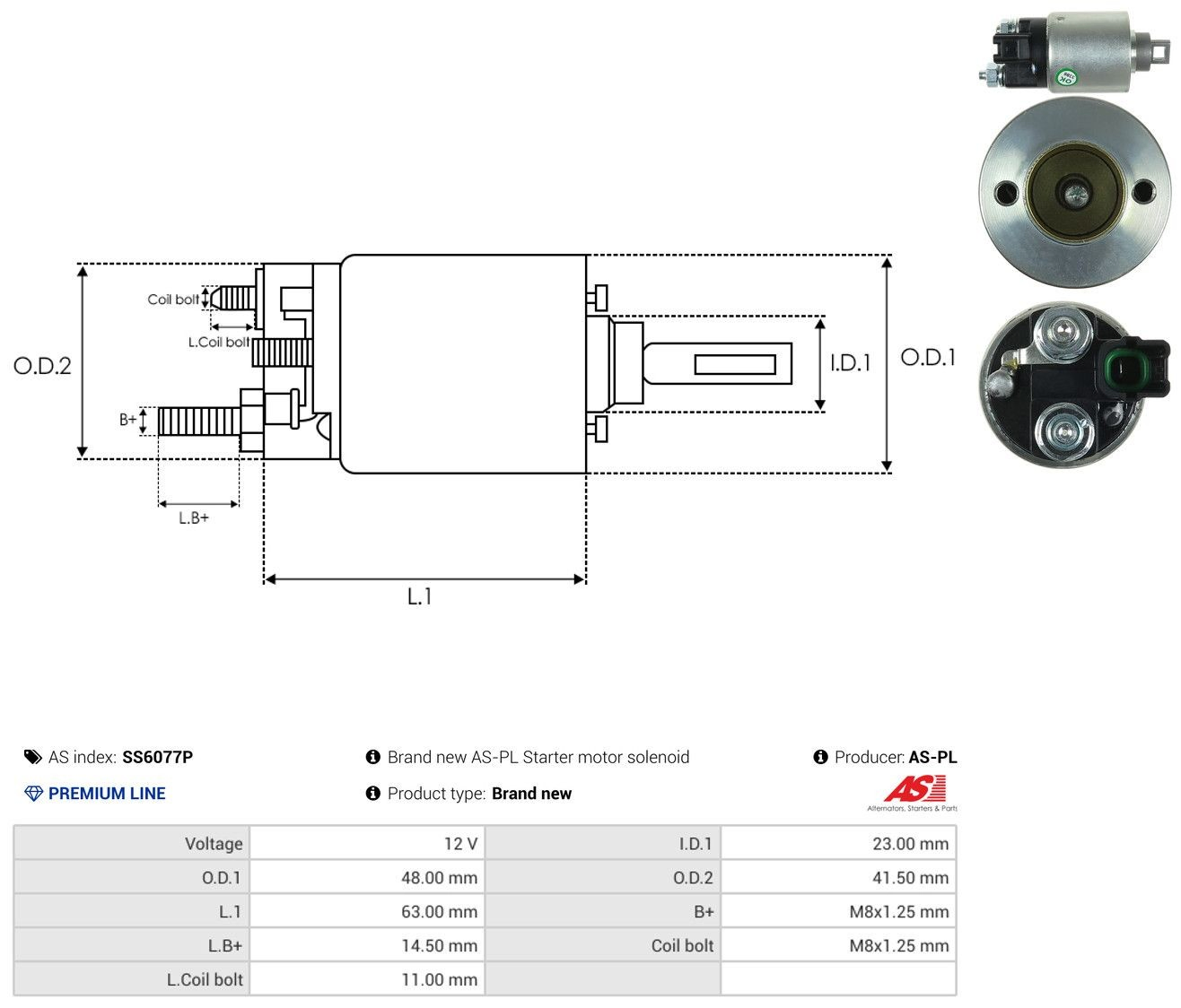 Втягуюче реле стартера SS6077P As-pl