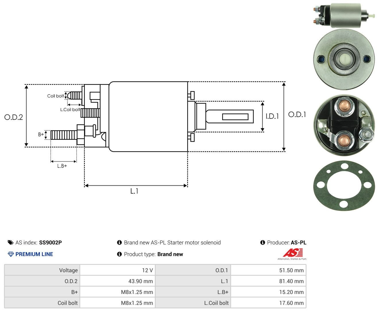 Втягуюче реле стартера SS9002P As-pl