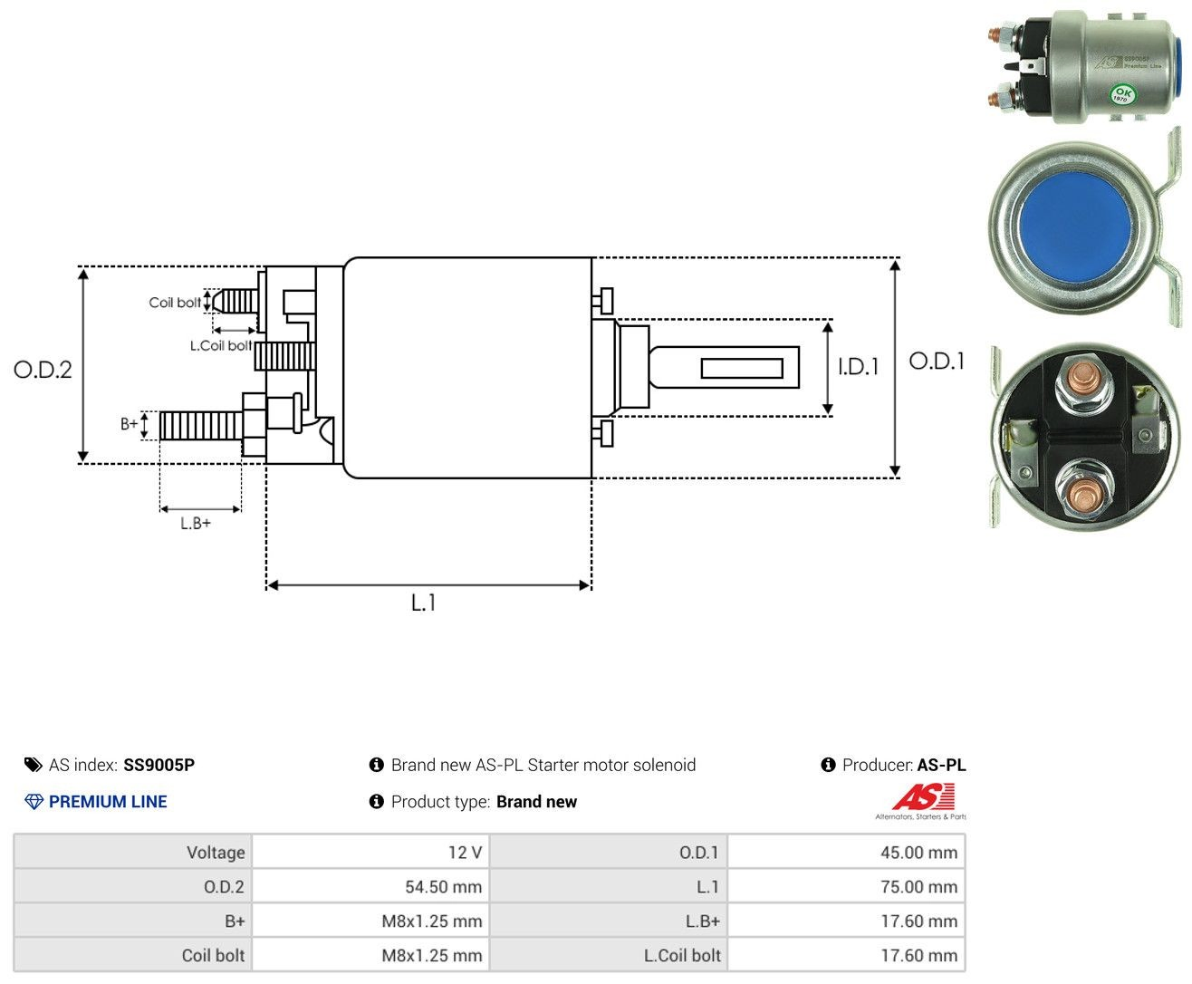 Купити SS9005P As-pl Втягуюче реле стартера