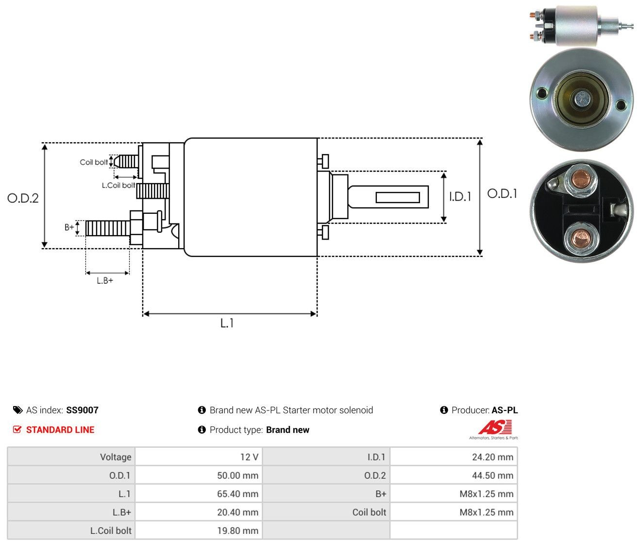 Втягуюче реле стартера SS9007 As-pl