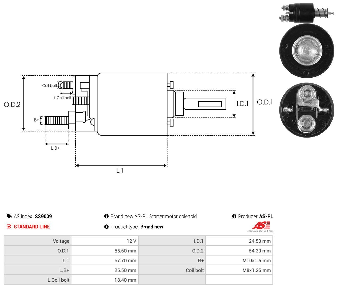 Втягуюче реле стартера SS9009 As-pl