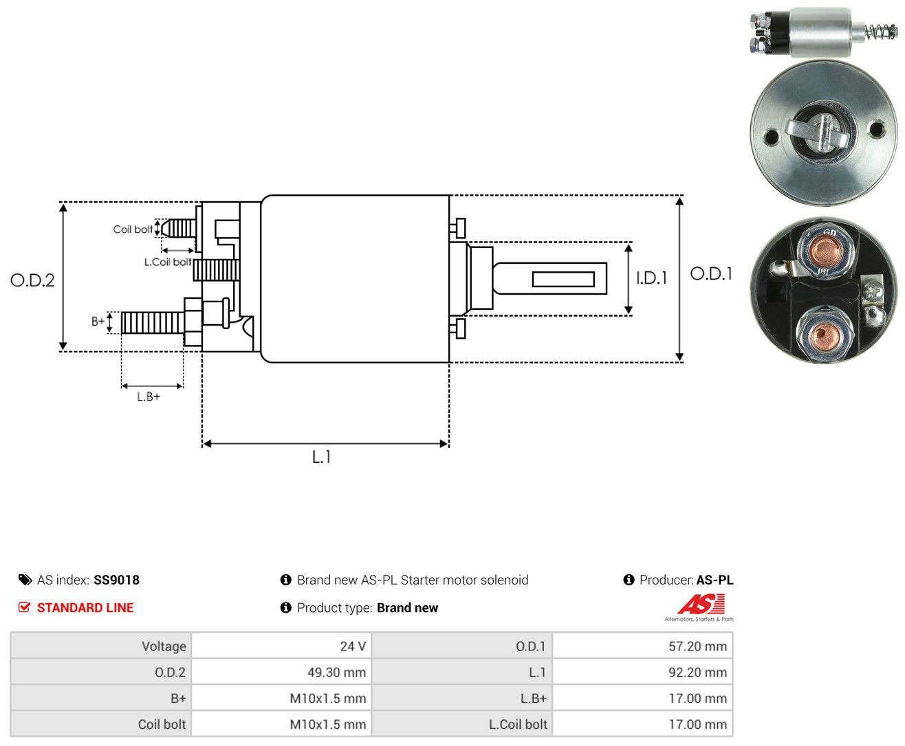 Втягуюче реле стартера SS9018 As-pl