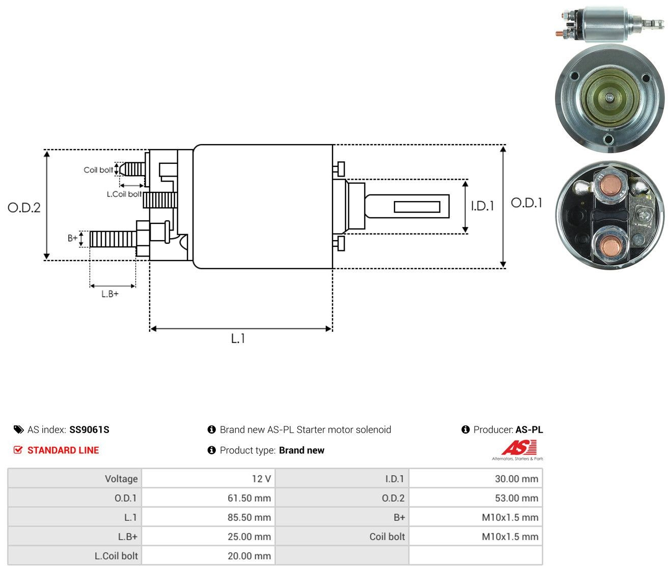 Втягуюче реле стартера SS9061S As-pl