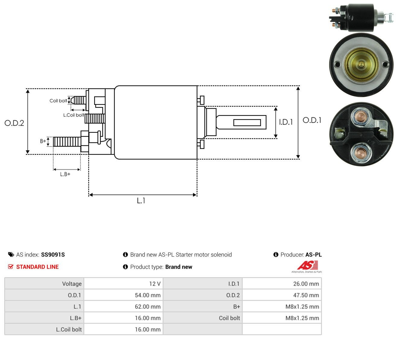 Втягуюче реле стартера SS9091S AS/Auto Storm