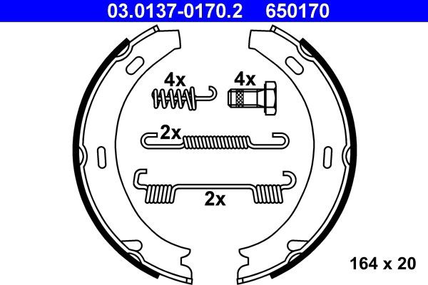 Колодки ручника / стоянкового гальма ATE 03013701702 ціна, від 15.87 USD