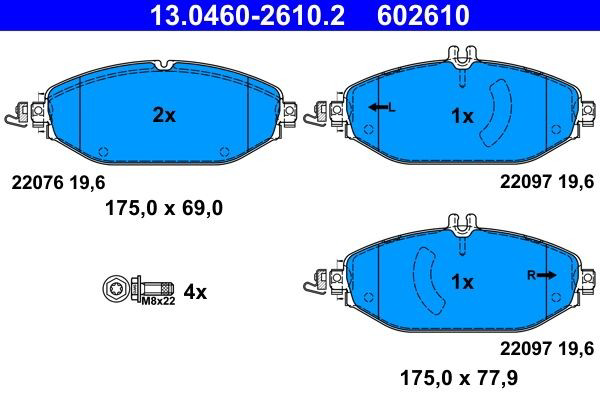 Передні тормозні колодки 13046026102 ATE