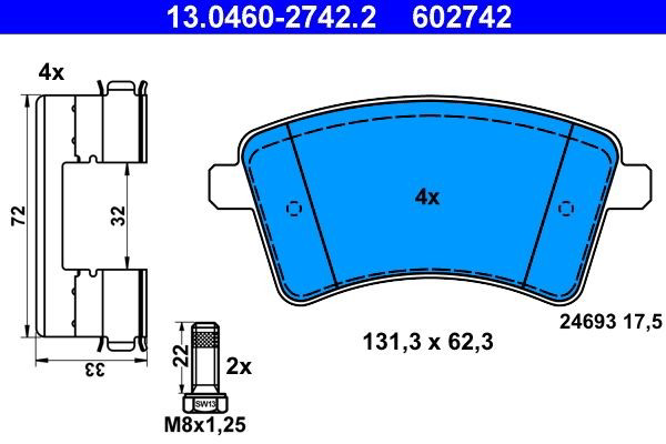 Гальмівні колодки ATE 13046027422 ціна, від 47.32 USD