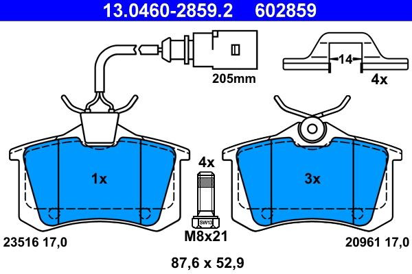 Задні гальмівні колодки ATE 13046028592 ціна, від 25.12 USD