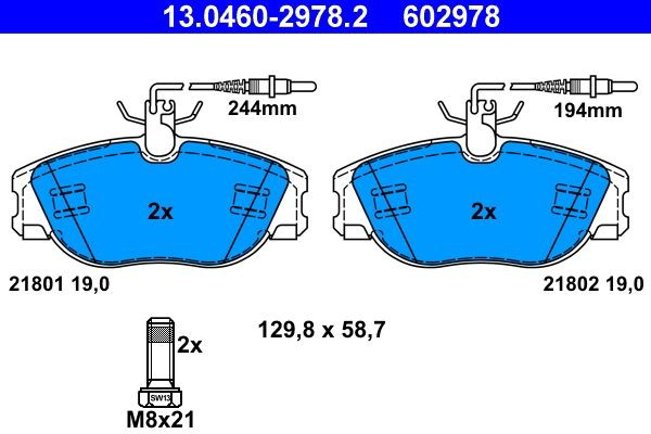 Гальмівні колодки ATE 13046029782 ціна, від 16.87 USD
