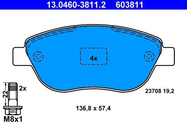 Гальмівні колодки ATE 13046038112 ціна, від 25.58 USD