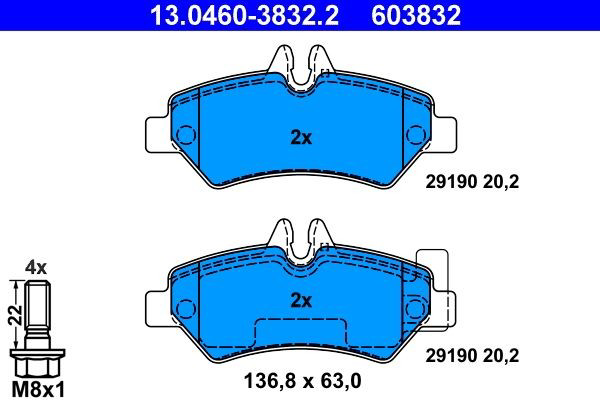 Задні гальмівні колодки ATE 13046038322 ціна, від 31.28 USD