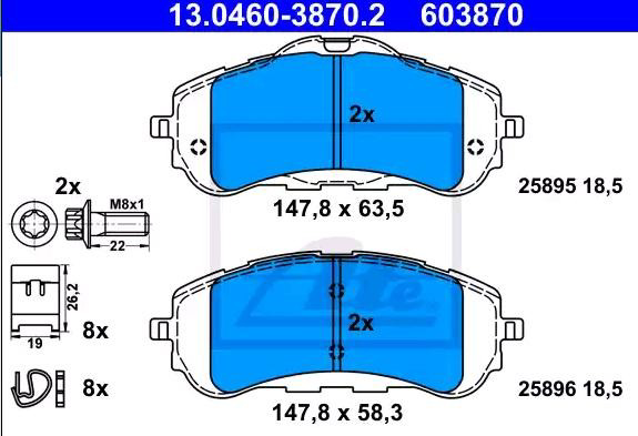 Гальмівні колодки ATE 13046038702 ціна, від 45.95 USD