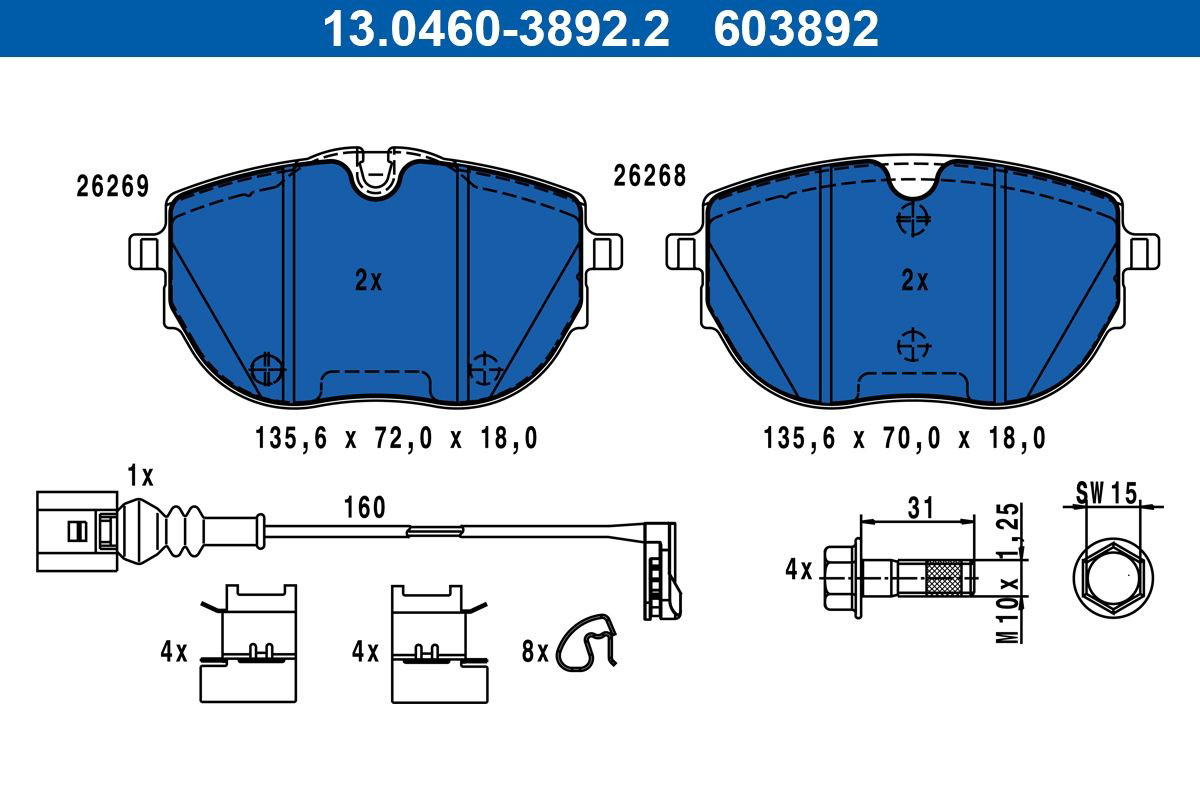 Гальмівні колодки ATE 13046038922 ціна, від 92.50 USD